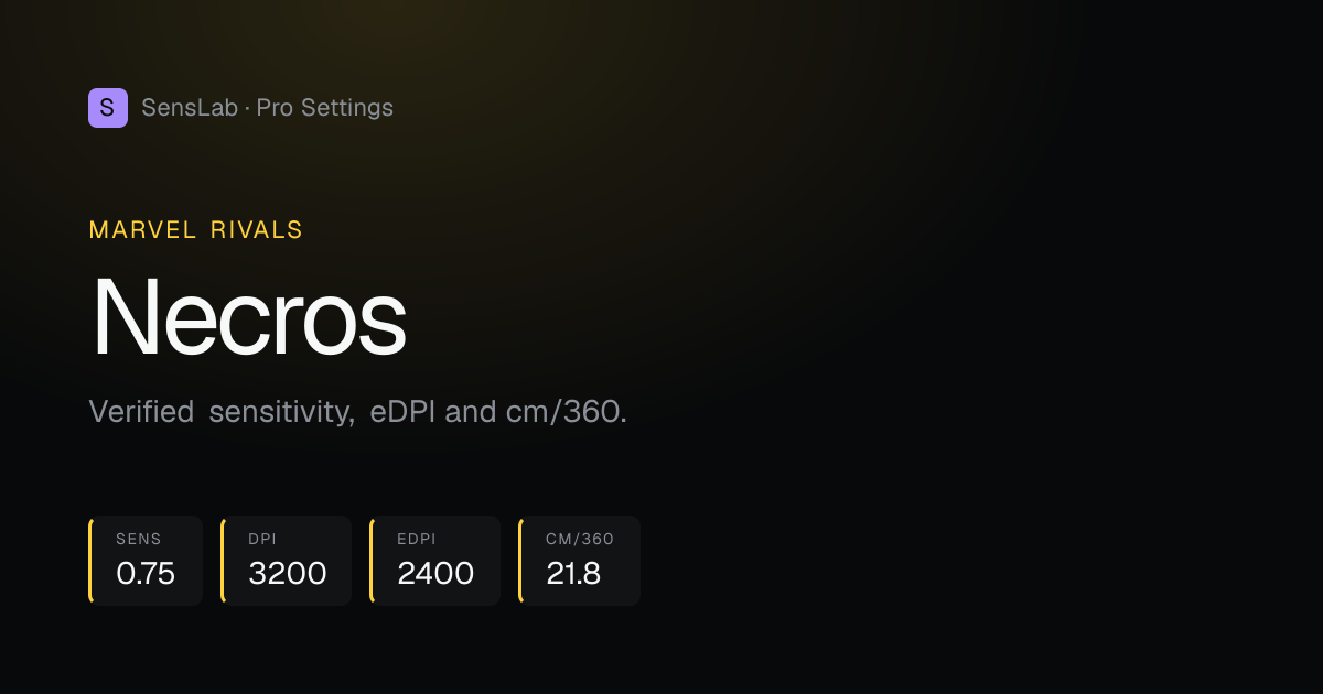 Necros Marvel Rivals Settings 2026: 0.75 Sens, 3200 DPI | SensLab